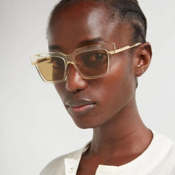 Bottega Veneta BV1242S 004 Square Sunglasses - Transparent Yellow Gold\Yellow - Picture 3 of 9